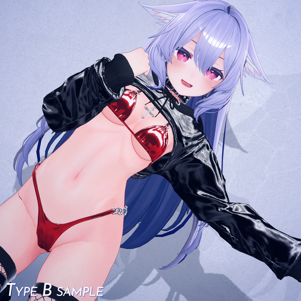 (萌対応) 【5アバター対応】 crop hoodie outfit with bikini