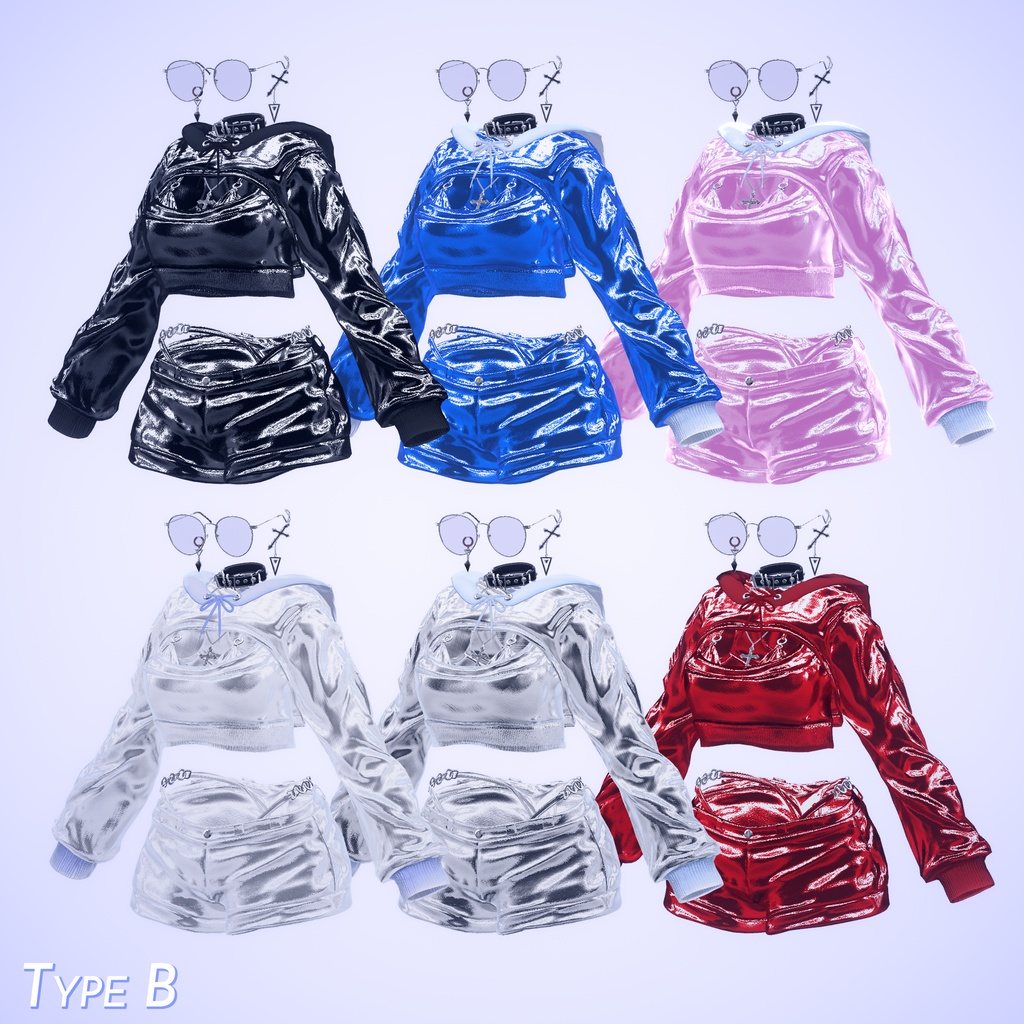 (萌対応) 【5アバター対応】 crop hoodie outfit with bikini