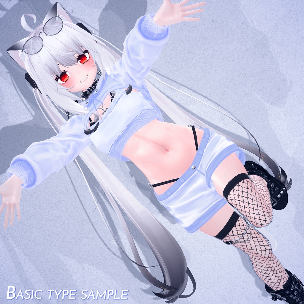 (萌対応) 【5アバター対応】 crop hoodie outfit with bikini