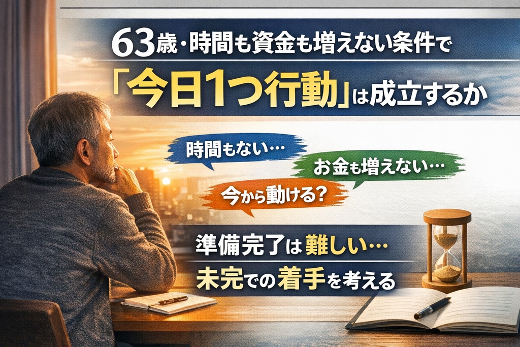 63歳・時間も資金も増えない条件で「今日1つ行動」は成立するか