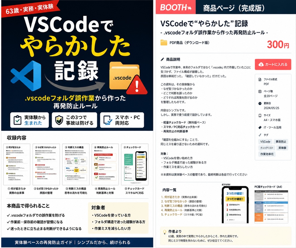 VSCode作業で“やらかした”記録 ― .vscodeフォルダ誤作業から作った再発防止ルール ―