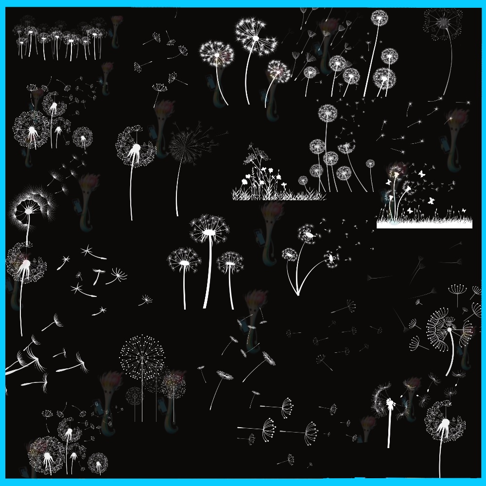 プロクリエイト&フォトショップ用 ふわふわ飛ぶタンポポのスタンプブラシ30種セット
