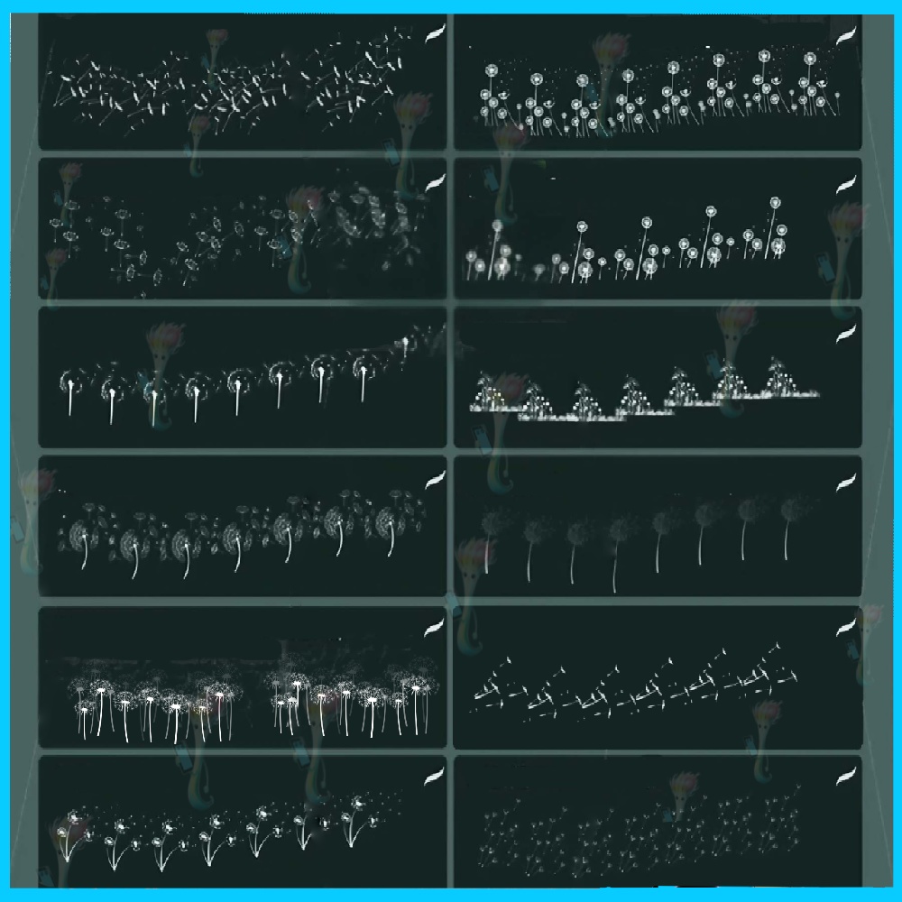 プロクリエイト&フォトショップ用 ふわふわ飛ぶタンポポのスタンプブラシ30種セット