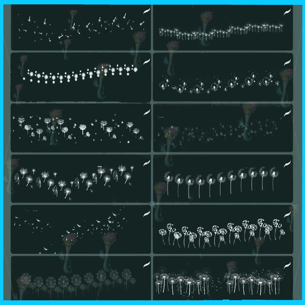 プロクリエイト&フォトショップ用 ふわふわ飛ぶタンポポのスタンプブラシ30種セット