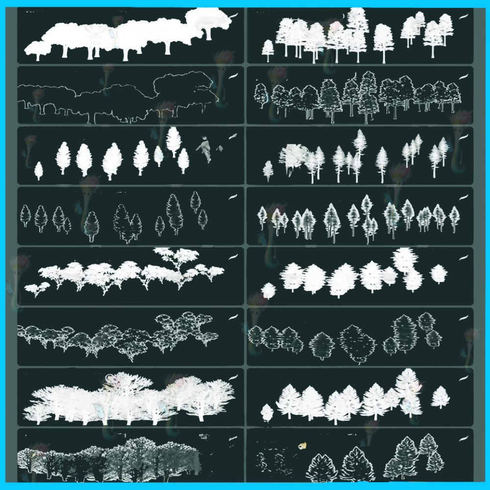 種類の木と植物ブラシセット」32 Brushes for Trees and Plants