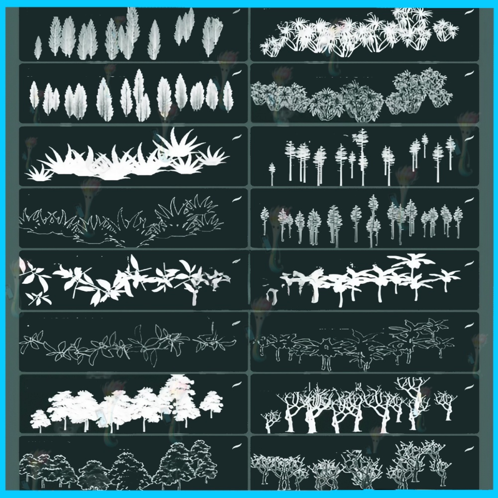 種類の木と植物ブラシセット」32 Brushes for Trees and Plants