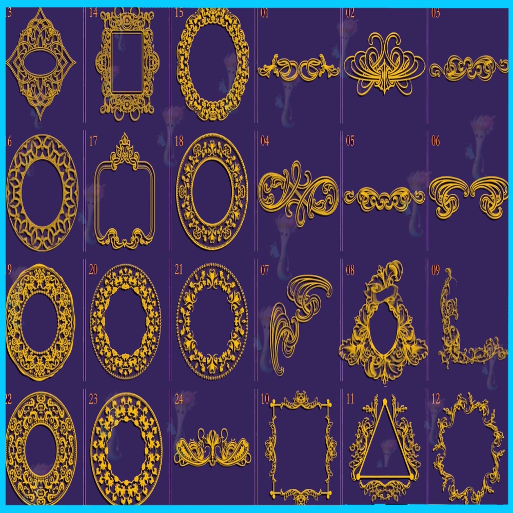 58種類の装飾的フレームブラシセット」 Brushes for Decorative Frames