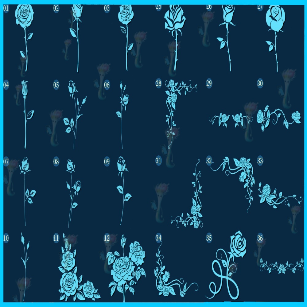 60種類のバラの花ブラシセット」 Brushes for Rose Flowers