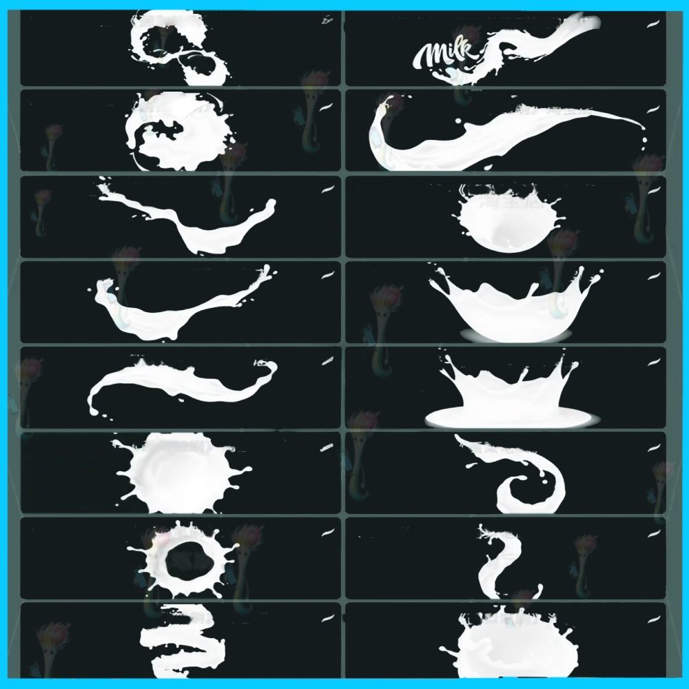 62 ブラシ – ミルク・クリーム・チョコレート スプラッシュブラシ Procreate & Photoshop用
