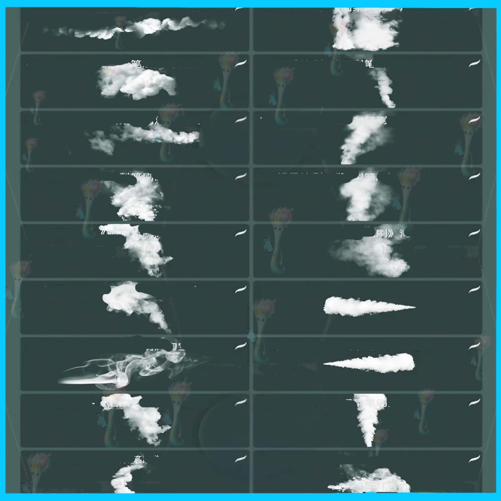 種類のスチーム・煙エフェクトブラシセット | Photoshop & Procreate 用リアルな雲・霧・ダストブラシ
