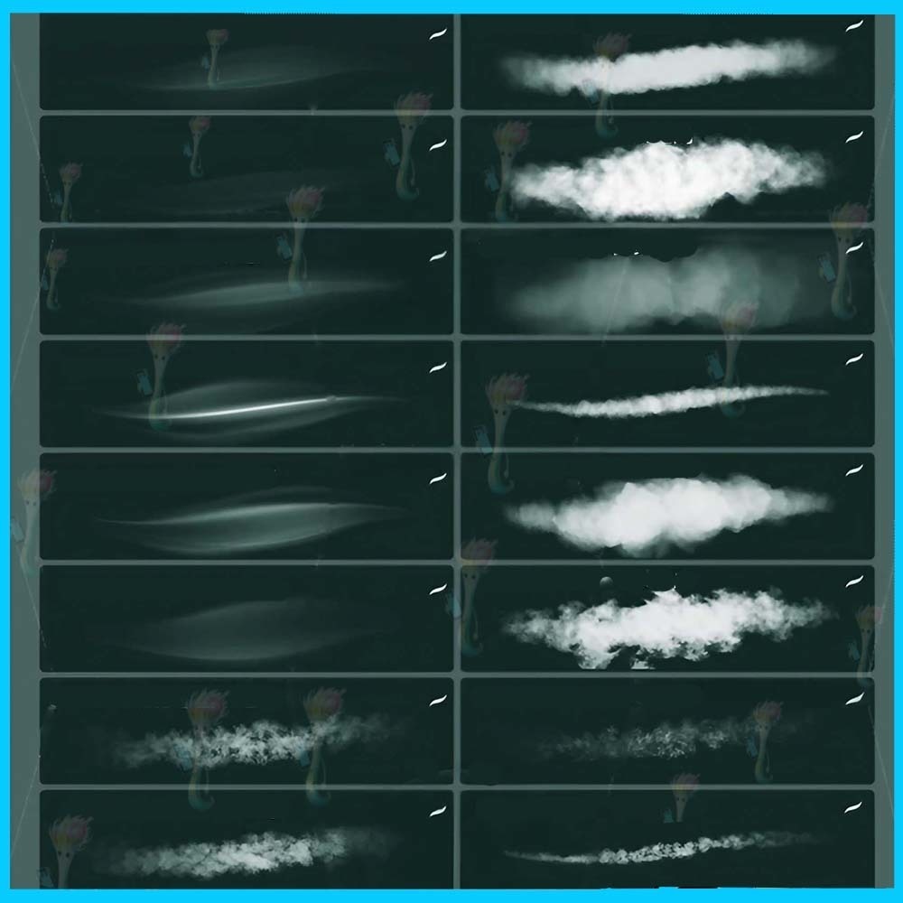 煙・霧・蒸気ブラシセット|Procreate対応・全16種類のリアルな煙、雲、特殊効果ブラシ