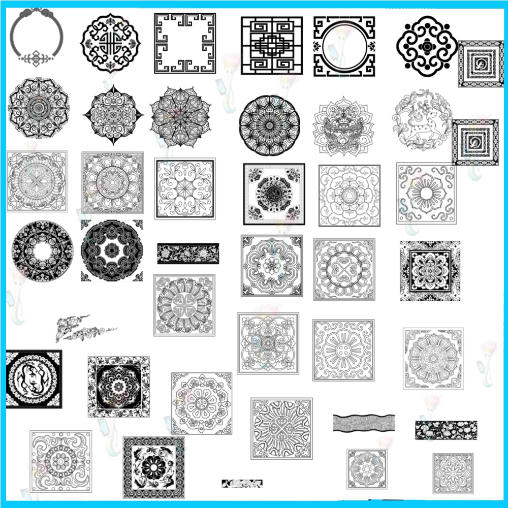 60種類の伝統的な中国模様ブラシセット - Photoshop & Procreate用スタンプ