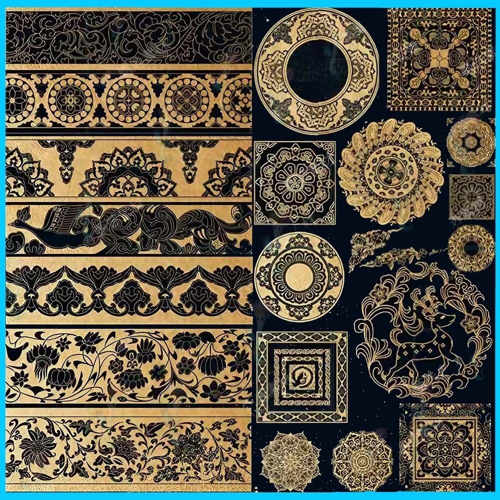 60種類の伝統的な中国模様ブラシセット - Photoshop & Procreate用スタンプ