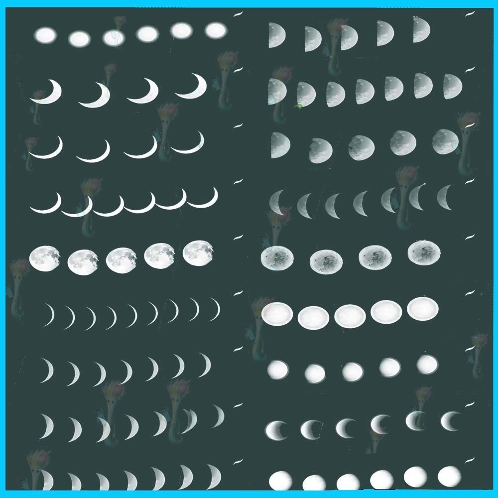ProcreateとPhotoshop用の60種類の月と月齢ブラシセット - 宇宙と夜空の素材