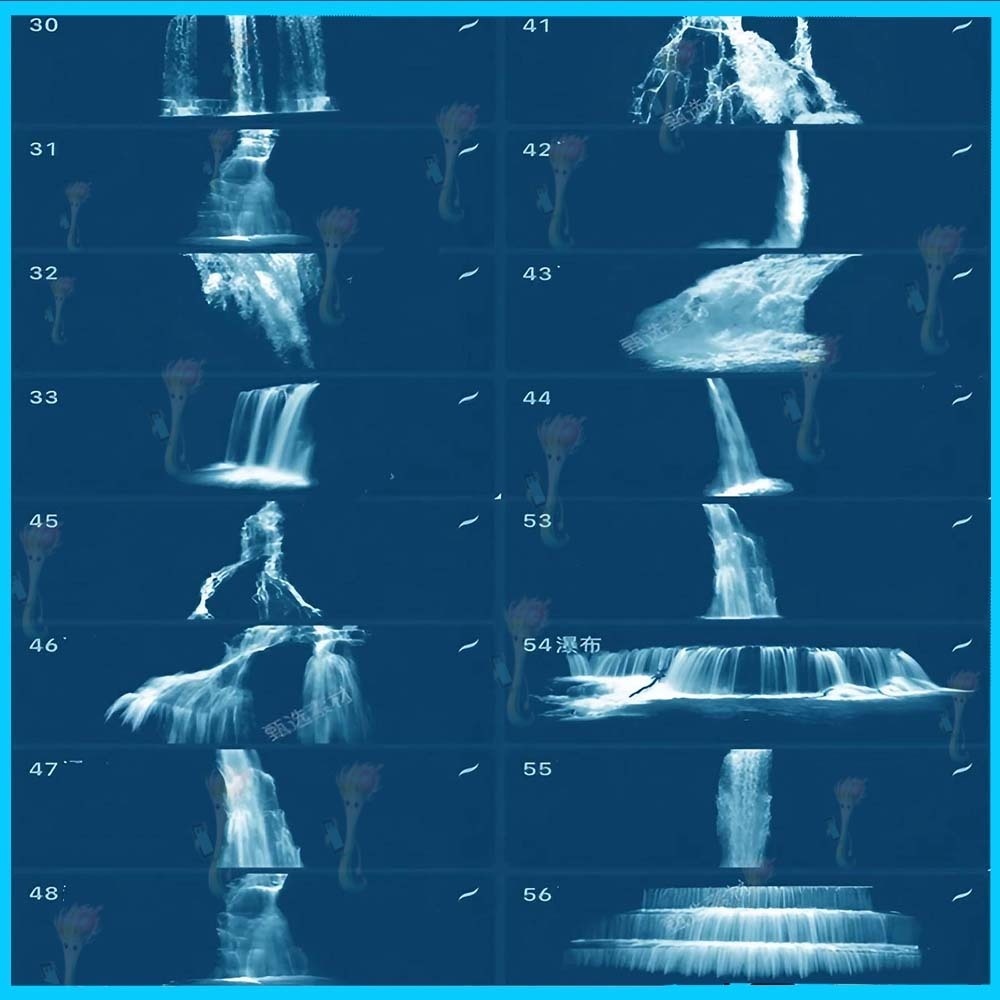 ProcreateとPhotoshop用の60種類の滝と水流ブラシセット - 自然風景と水の効果素材