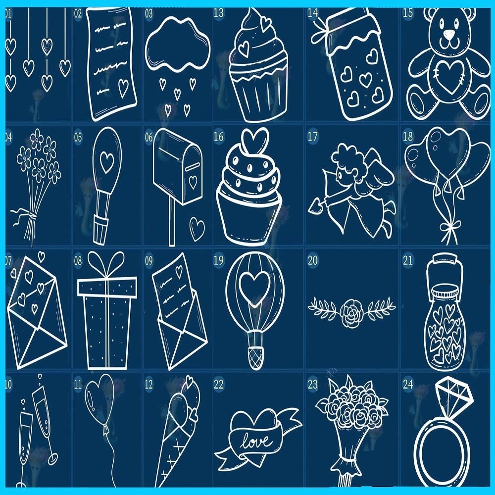 ProcreateとPhotoshop用の素敵なバレンタインスタンプブラシセット60種類 - かわいいハート素材