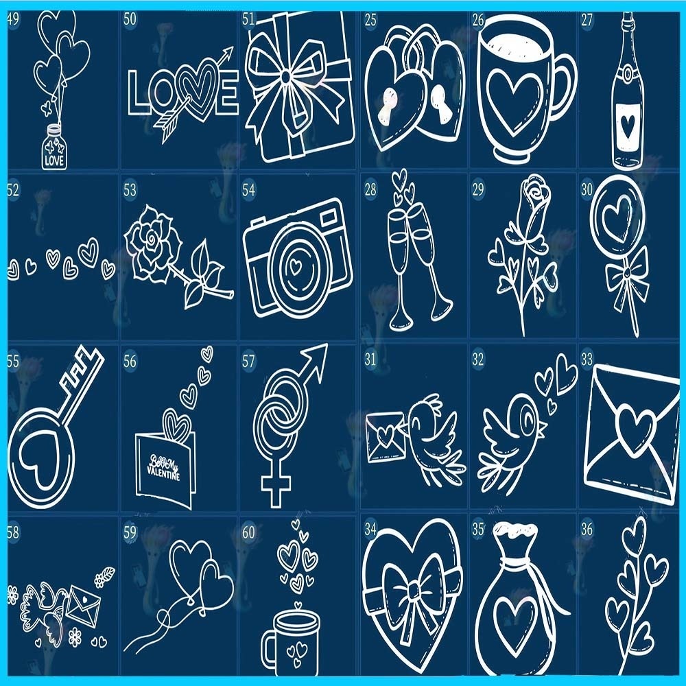 ProcreateとPhotoshop用の素敵なバレンタインスタンプブラシセット60種類 - かわいいハート素材