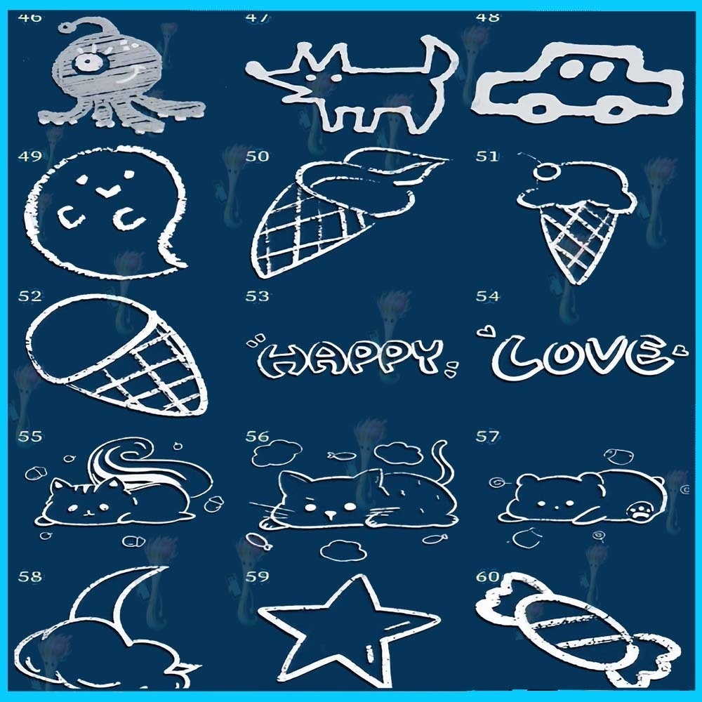 Procreate&Photoshop用ふわふわ手描きスタンプブラシセット60種類 - かわいい落書きやチョーク風素材