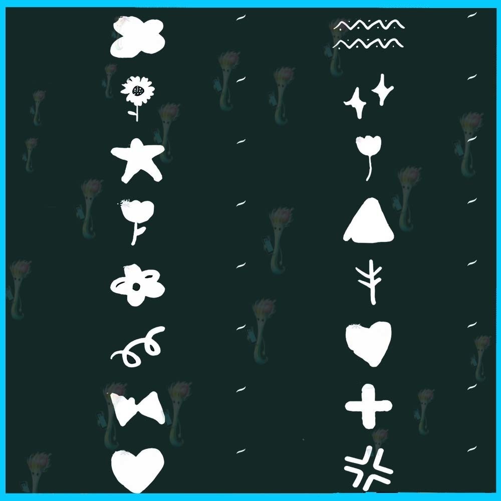 ProcreateとPhotoshop用のかわいい落書きと抽象的なスタンプブラシセット60個 - かわいい手描き素材