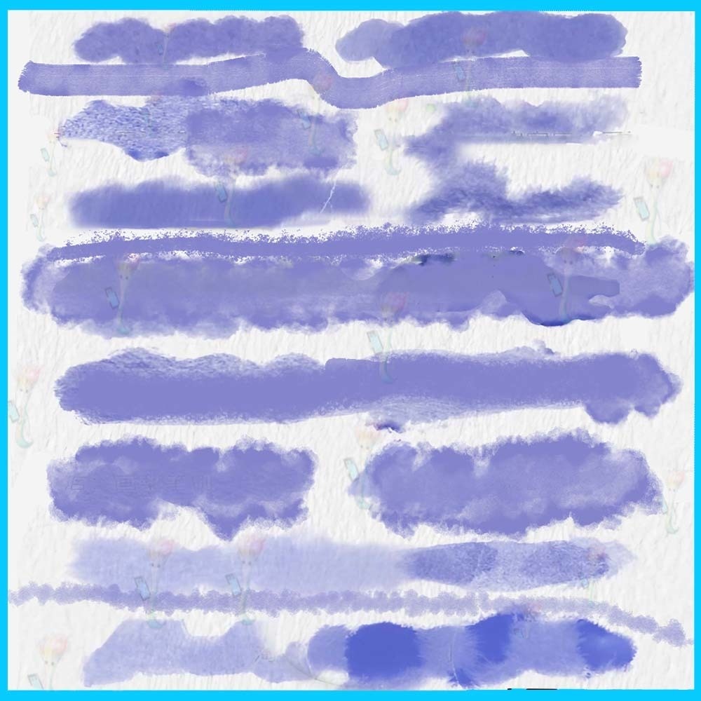 ProcreateとPhotoshop用の60種類の水彩ブラシセット - リアルな水彩画とペイントテクスチャ素材