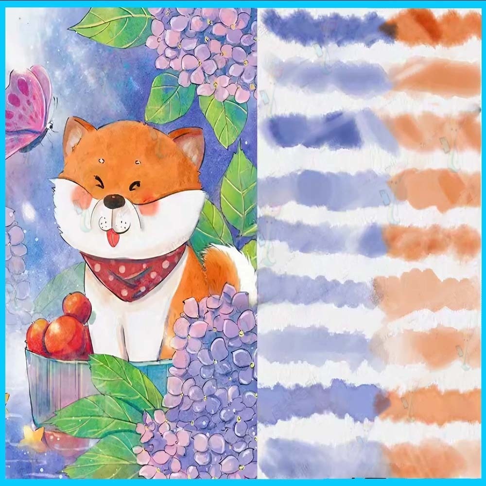 ProcreateとPhotoshop用の60種類の水彩ブラシセット - リアルな水彩画とペイントテクスチャ素材