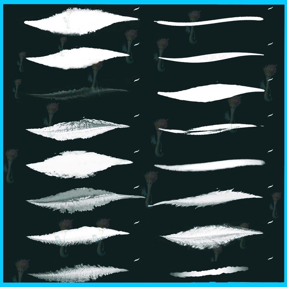 Procreate 用の60種類の水墨画、墨絵、東洋風ブラシセット - 伝統画と水墨表現素材