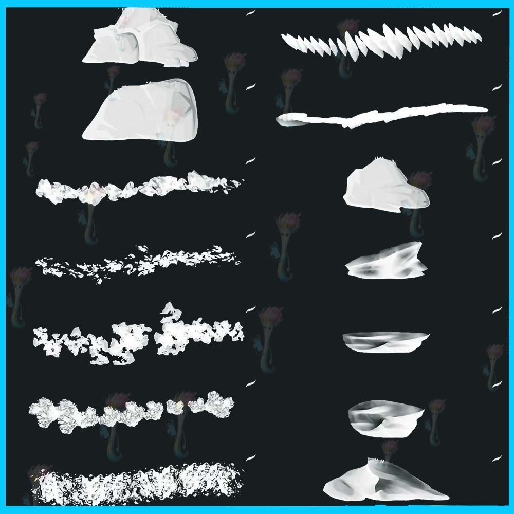 ProcreateとPhotoshop用の58種類の岩、石、自然風景ブラシセット - 山、氷、地形マテリアル