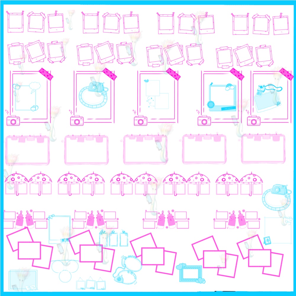 ProcreateとPhotoshop用の58種類のスクラップブックとノートの装飾ブラシセット - フォトフレームと装飾素材