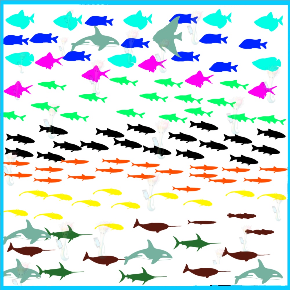 Procreate&Photoshop用魚・海の生き物シルエットブラシセット58種類 - 水中・アクアリウム・水面下の表現素材