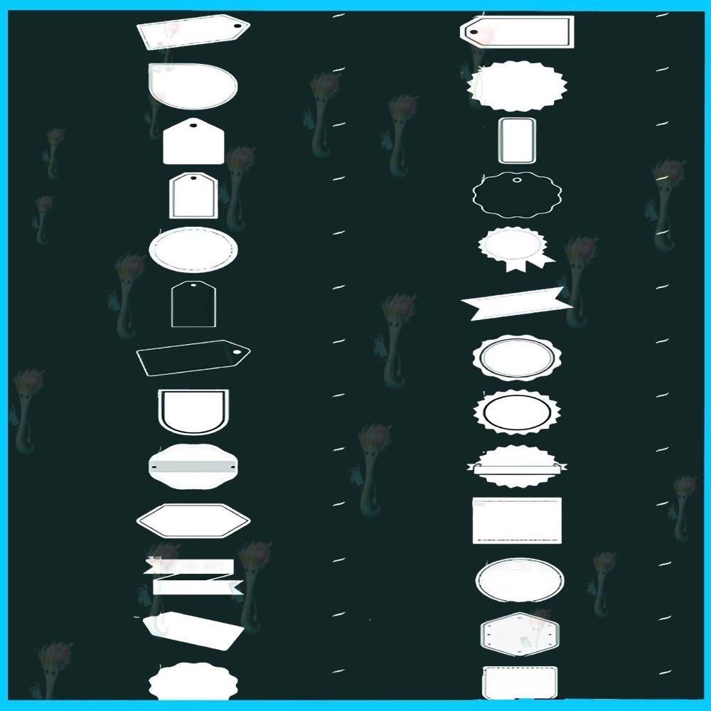 ProcreateとPhotoshop用の58種類のラベル、タグ、フレームブラシセット - バッジとデコレーション