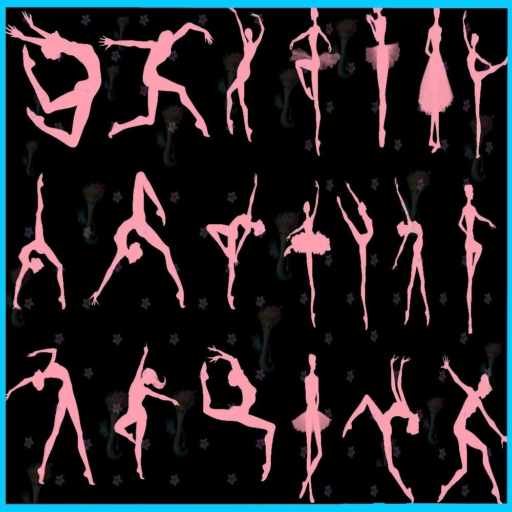 ProcreateとPhotoshop用の56種類のバレリーナ/バレエブラシセット - 優雅なダンス、シルエット、アート素材