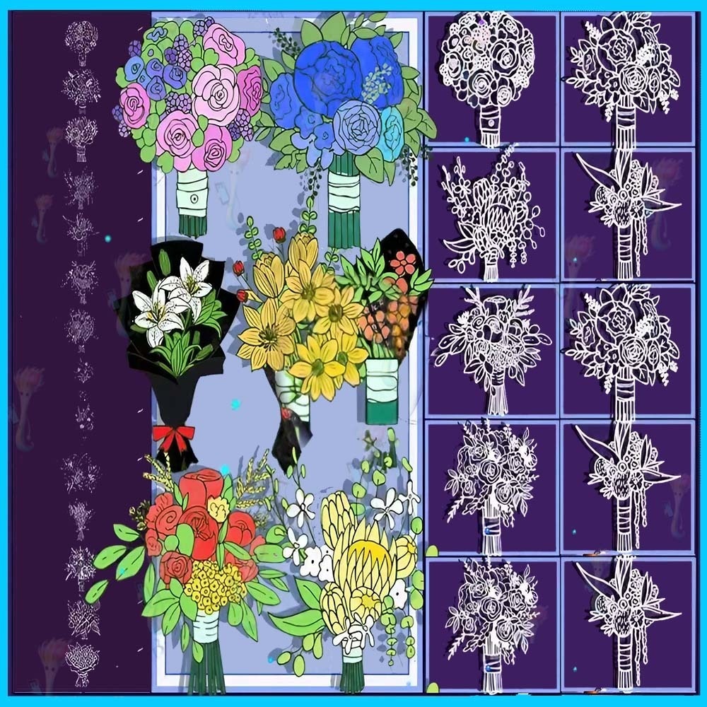 ProcreateとPhotoshop用の52種類のブーケブラシセット - お祝い、装飾、植物素材