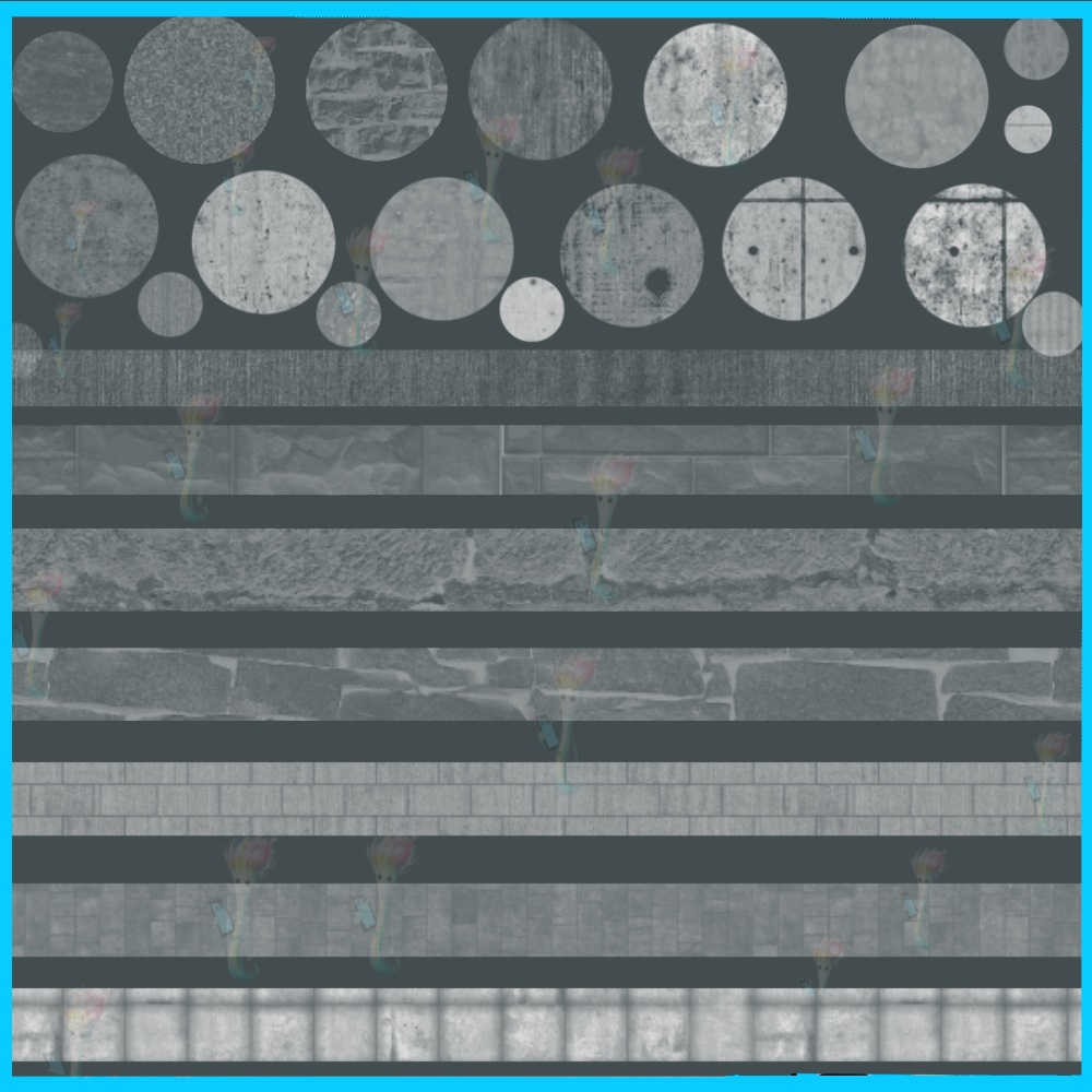 ProcreateとPhotoshop用の54種類の壁、石、コンクリートのテクスチャブラシセット - 背景、建築、テクスチャ表現