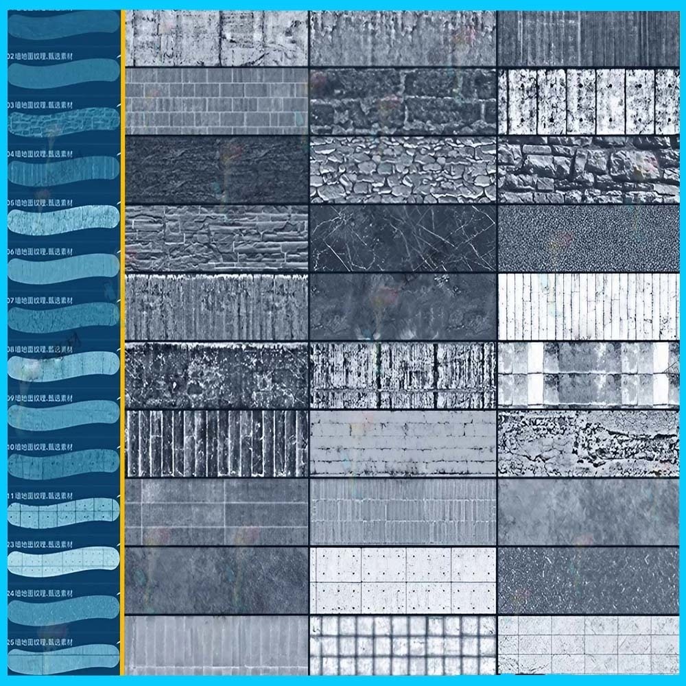ProcreateとPhotoshop用の54種類の壁、石、コンクリートのテクスチャブラシセット - 背景、建築、テクスチャ表現