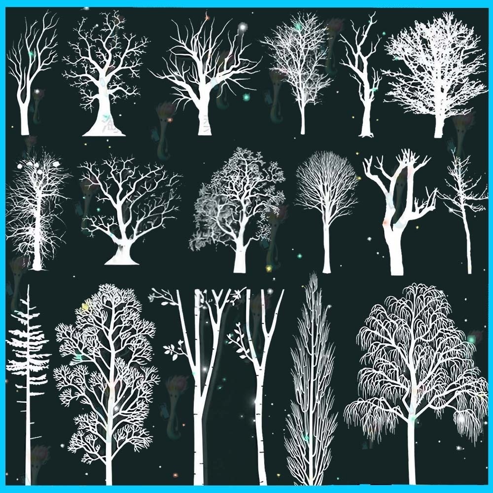 ProcreateとPhotoshop用の枯れ木、枝、シルエットブラシ52種類 - 冬、不気味、自然風景素材