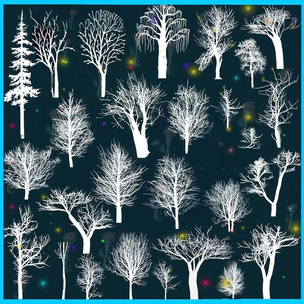 ProcreateとPhotoshop用の枯れ木、枝、シルエットブラシ52種類 - 冬、不気味、自然風景素材