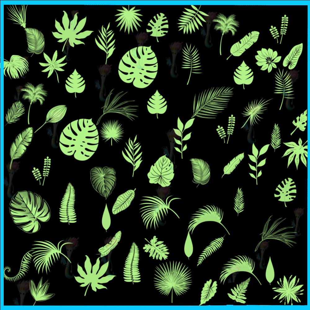 ProcreateとPhotoshop用の50種類の熱帯植物と葉のブラシセット - ボタニカル、ジャングル、夏のデザイン素材