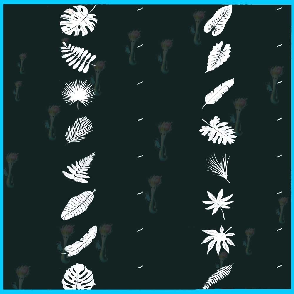 ProcreateとPhotoshop用の50種類の熱帯植物と葉のブラシセット - ボタニカル、ジャングル、夏のデザイン素材