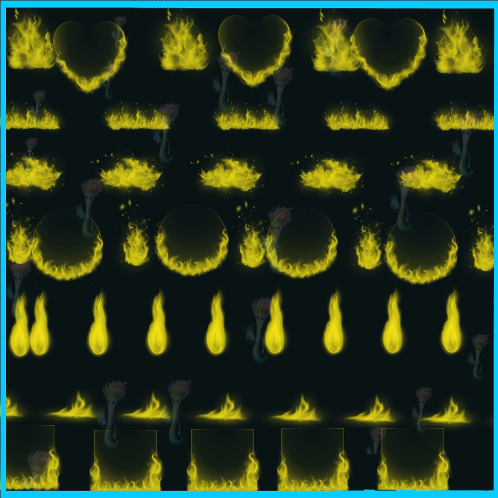 ProcreateとPhotoshop用の50種類の火、火花、煙のエフェクトブラシセット - 魔法、特殊効果、背景素材