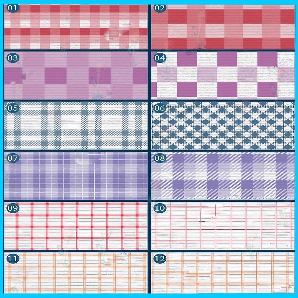 Procreate&Photoshop用チェック柄・格子柄テクスチャブラシセット48種類 - 服、布地、背景、JK制服デザイン素材