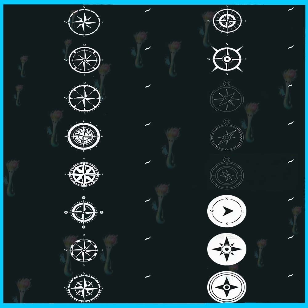 Procreate & Photoshop用コンパスブラシセット44種類 - 方角、地図、冒険デザイン素材