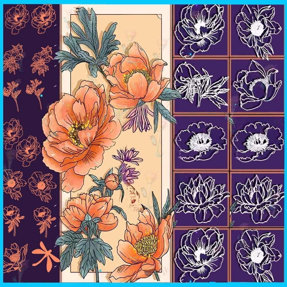 Procreate&Photoshop用牡丹・花のイラストブラシ42種類セット - 植物・和風・装飾デザイン素材