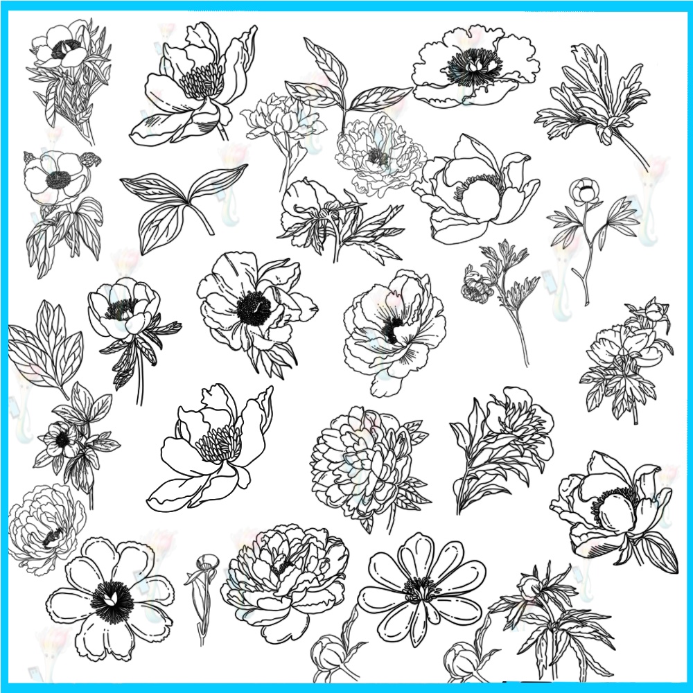 Procreate&Photoshop用牡丹・花のイラストブラシ42種類セット - 植物・和風・装飾デザイン素材