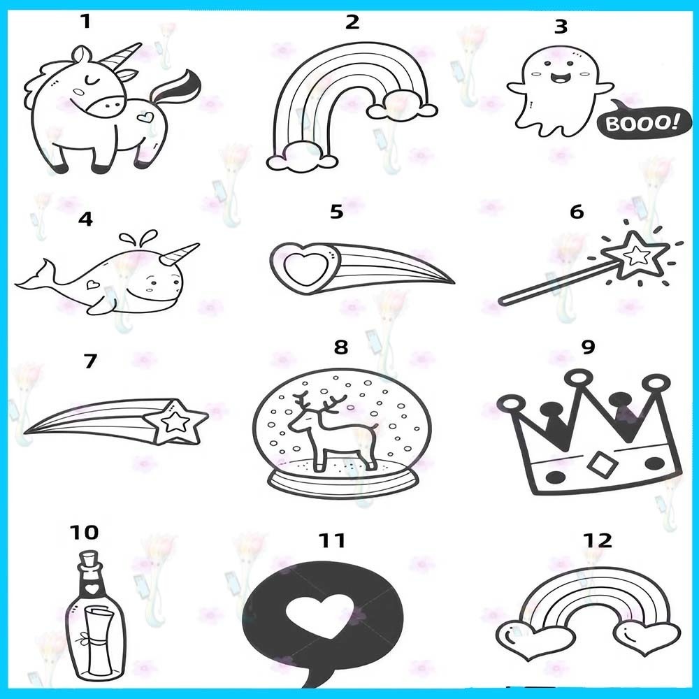 Procreate&Photoshop用かわいいアバターデコレーションブラシ42種セット - 派手なデコレーションやSNSアイコン素材