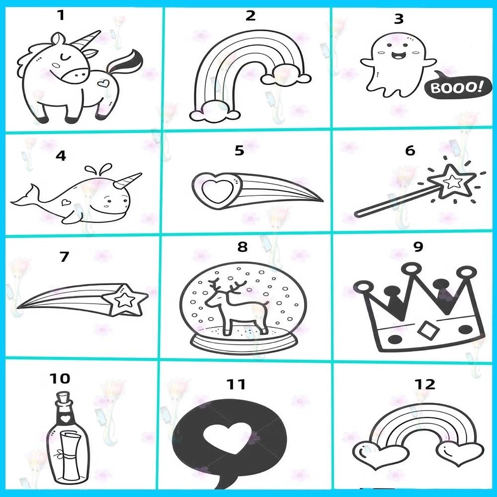 Procreate&Photoshop用かわいいアバターデコレーションブラシ42種セット - 派手なデコレーションやSNSアイコン素材