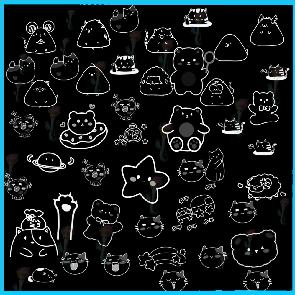 Procreate&Photoshop用かわいい猫・動物の表情ブラシ40種類 - キャラクター・スタンプ・イラスト素材