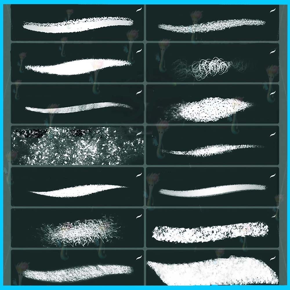 ProcreateとPhotoshop用の40種類のチョークブラシセット - パステル、ドライメディア、パウダー表現