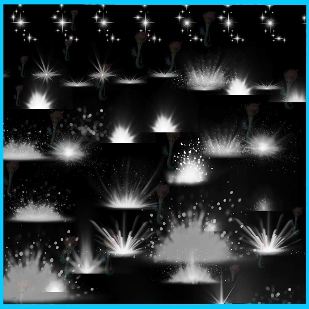 ProcreateとPhotoshop用の40種類の光とハロー効果ブラシセット - 輝き、オーラ、背景効果