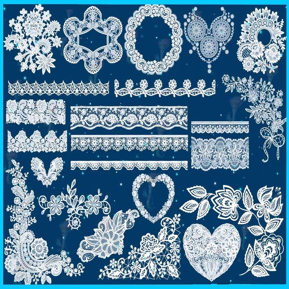 ProcreateとPhotoshop用のロココ調の装飾エッジブラシ39種類 - レース、アンティーク、エレガントな素材