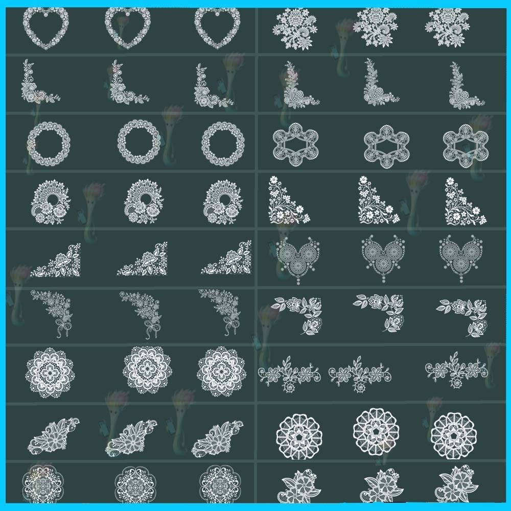 ProcreateとPhotoshop用のロココ調の装飾エッジブラシ39種類 - レース、アンティーク、エレガントな素材